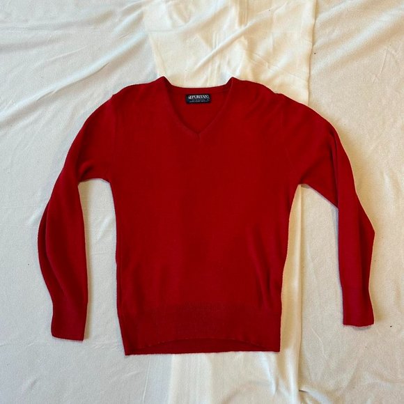 v neck red sweater made in USA. 100% orlon acrylic tagged L. best fits - Picture 1 of 3